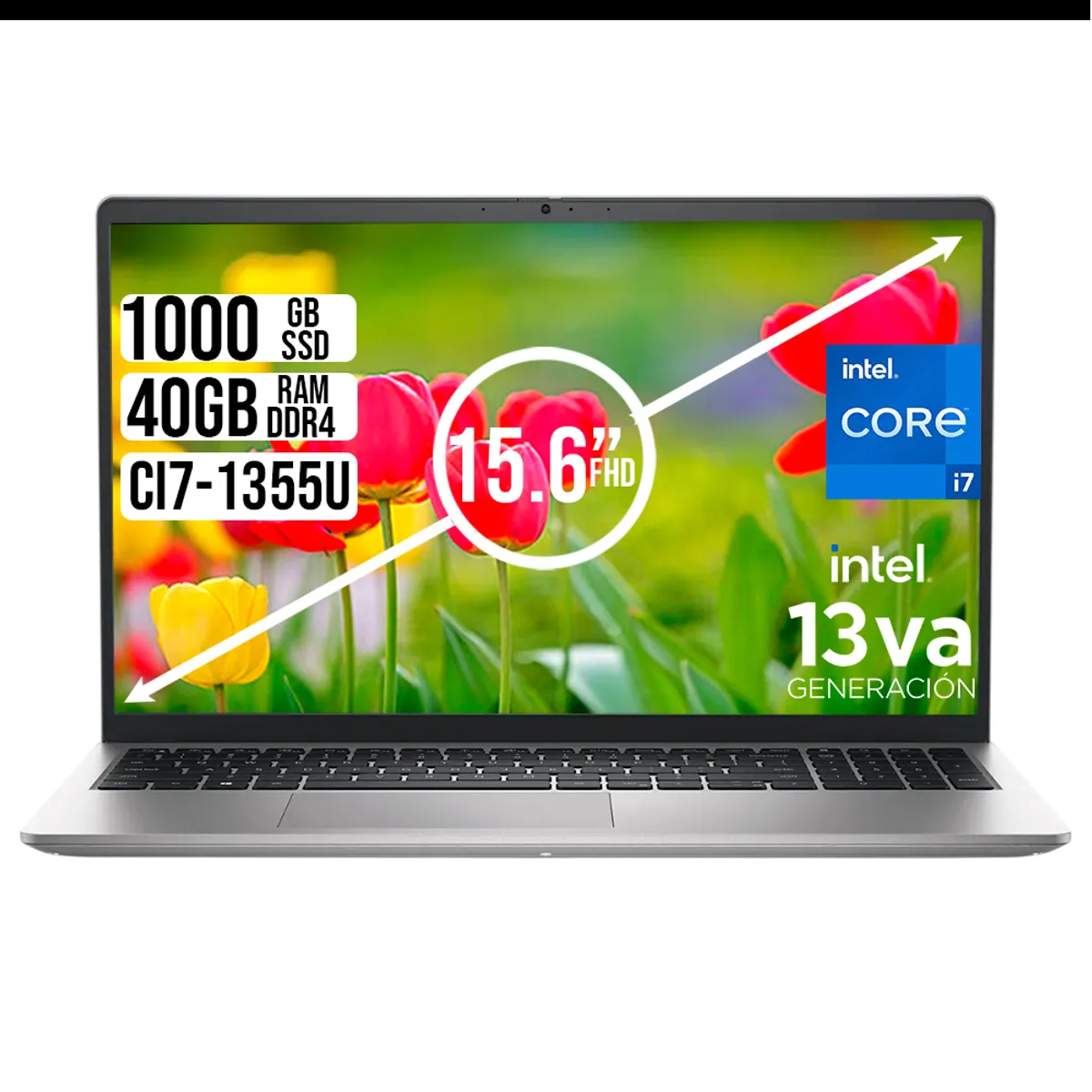 DELL - Portátil Dell 15 Intel Core i7-1355U 32GB RAM DDR5 SSD 1TB Pantalla 15.6” FHD, Color Silver