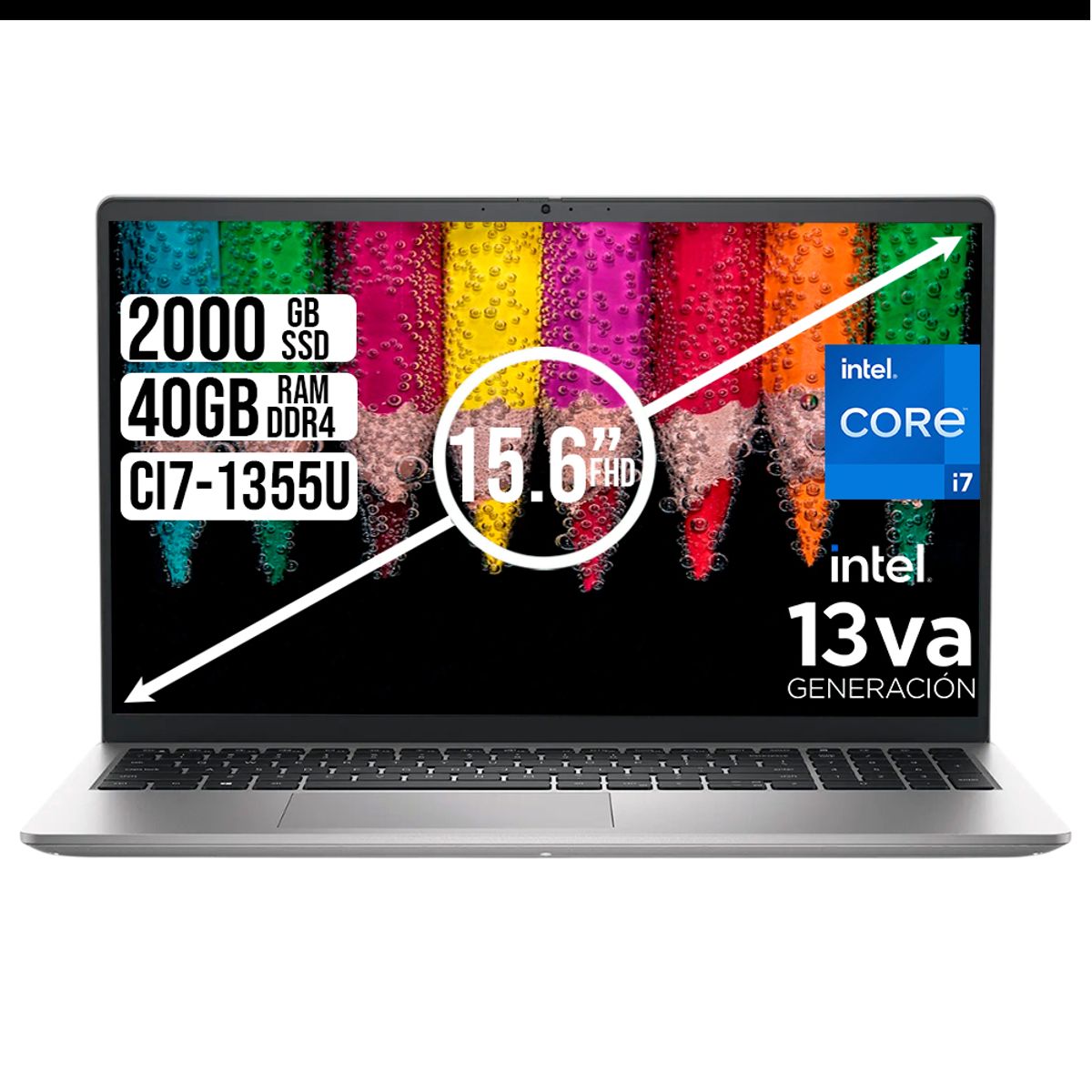 DELL - Portátil Dell 15 Intel Core i7-1355U 40GB RAM SSD 2TB Pantalla 15.6” FHD, Color Silver