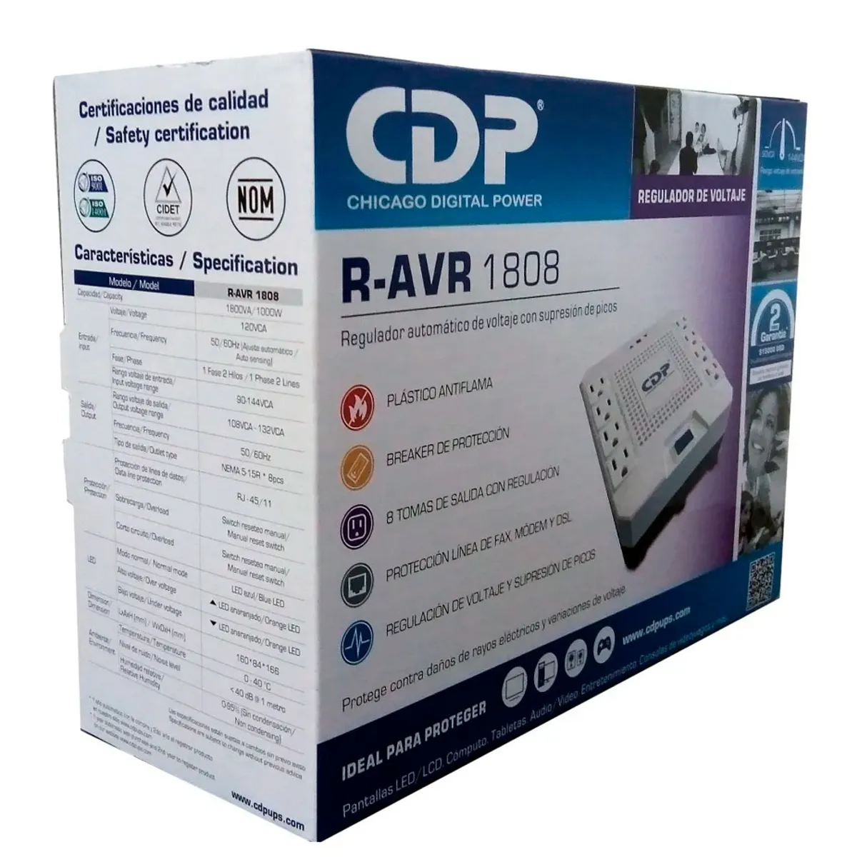 CDP - Regulador De Voltaje 1.8 Kva Cdp R-avr 1808 1800va/1000w-120