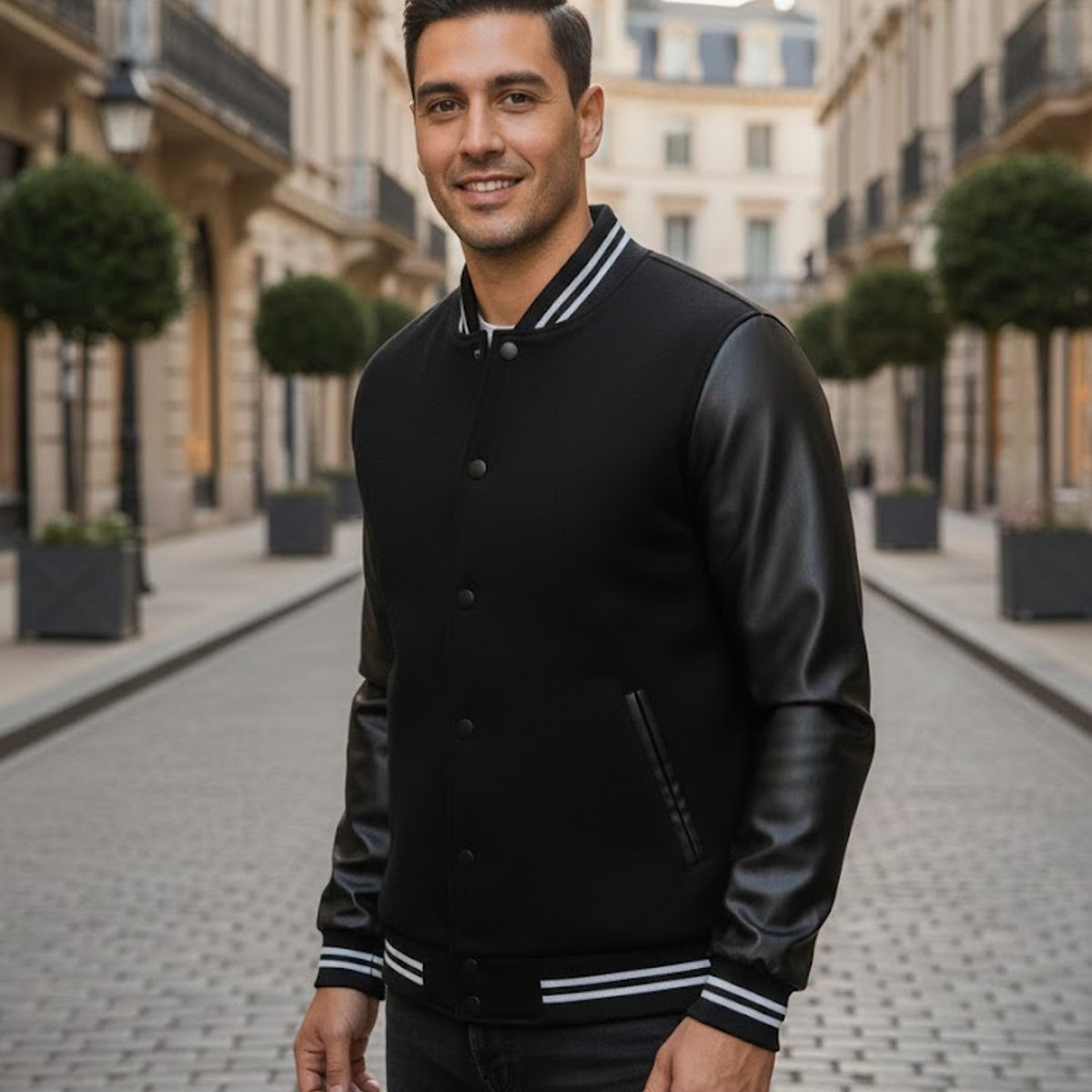 THE CLOTHING COMPANY - Chaqueta Beisbolera Cuero Hombre Algodon Perchado GNRC