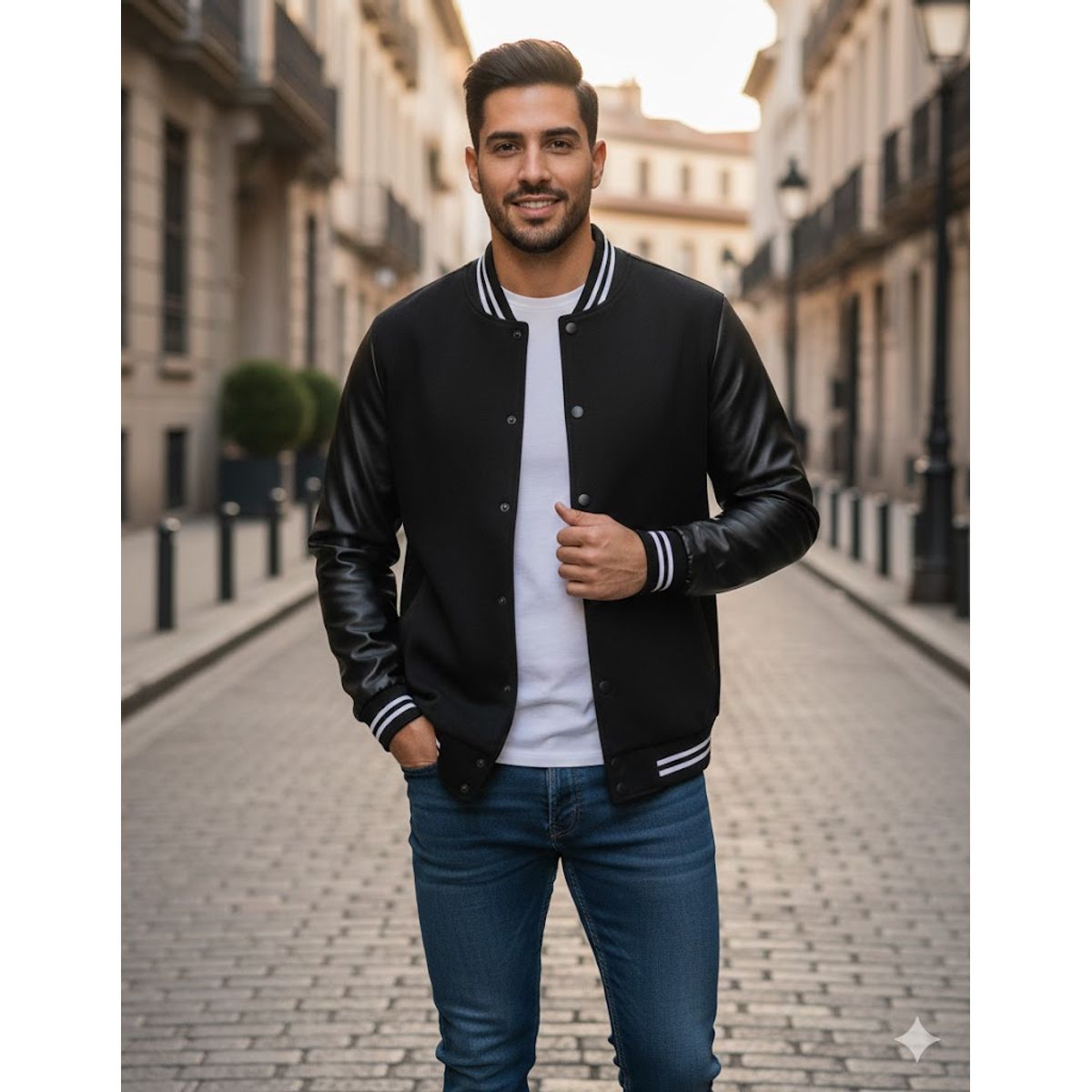 THE CLOTHING COMPANY - Chaqueta Beisbolera Cuero Hombre Algodon Perchado GNRC