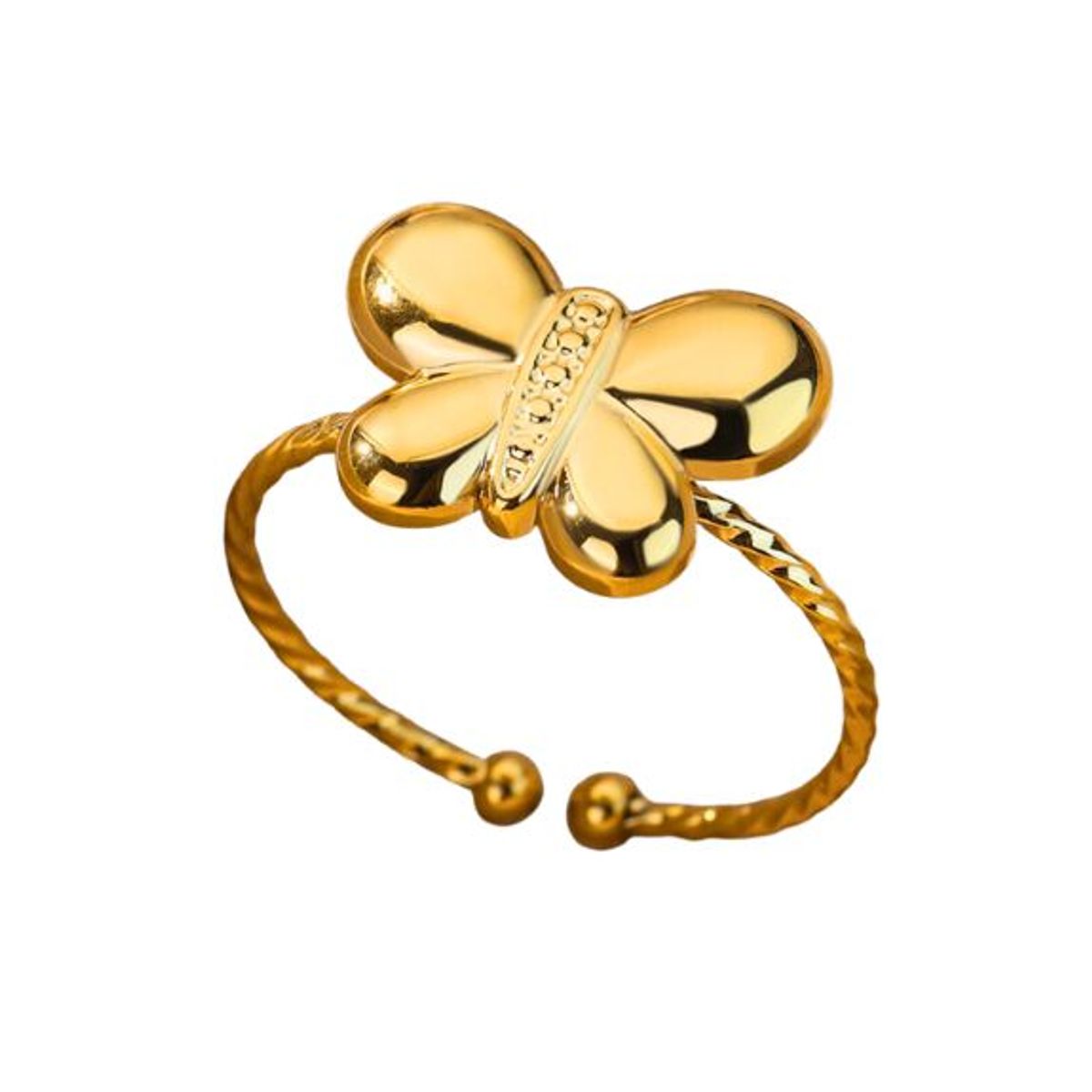ACCESORIOS DE EVA - Anillo Ajustable para Mujer en Acero Inoxidable Mariposa Dorada_.