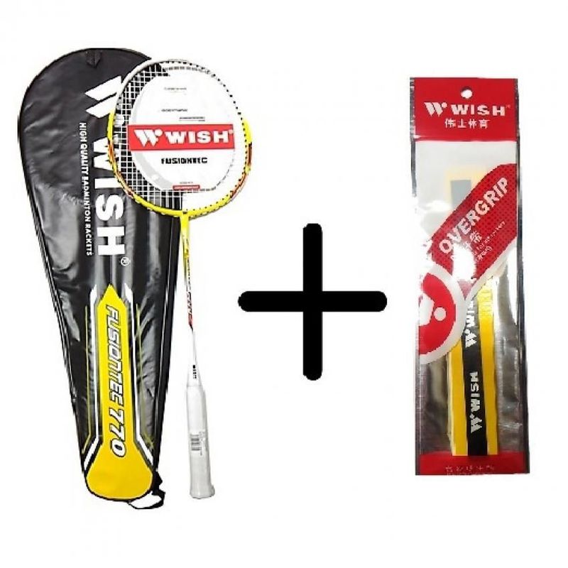 WISH - Raqueta de bádminton wish fusiontec 770 - amarillo + grip