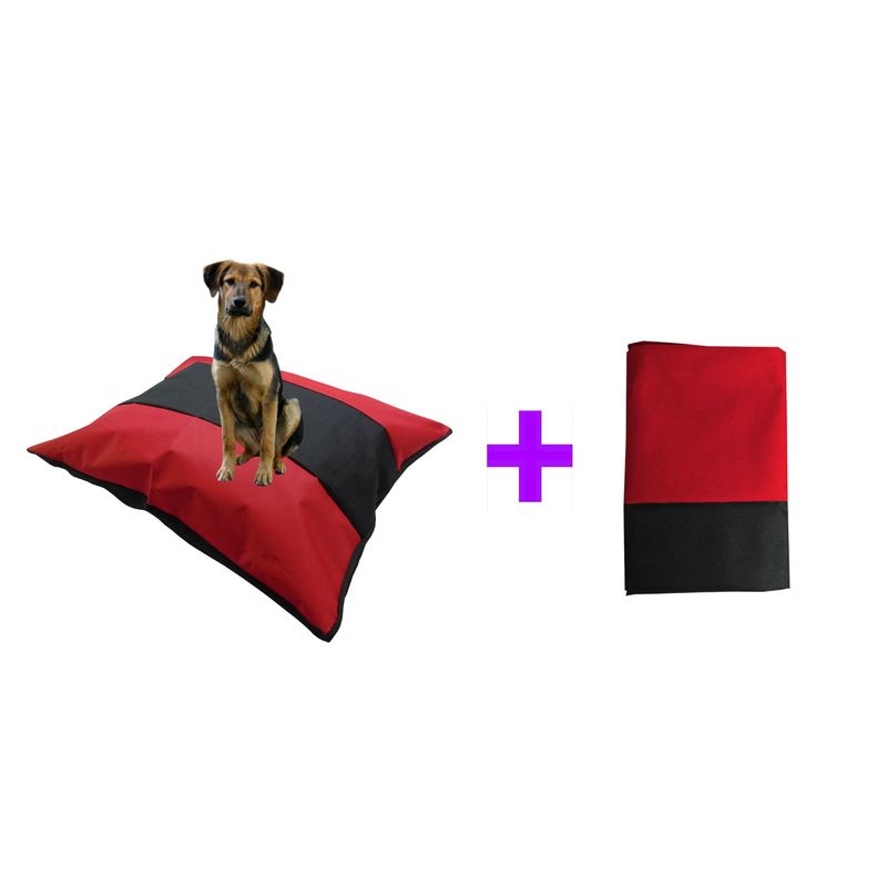 HALLY PET - Colchón Bicolor Lavable + Funda de Repuesto Rojo
