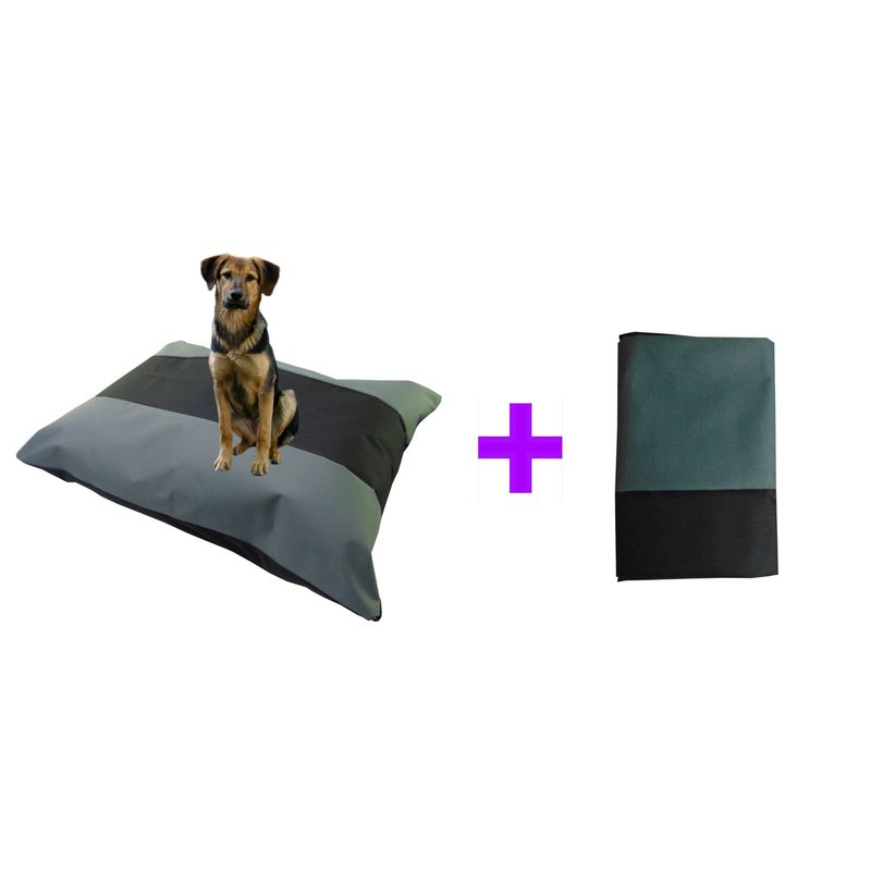 HALLY PET - Colchón Bicolor Lavable + Funda de Repuesto Gris