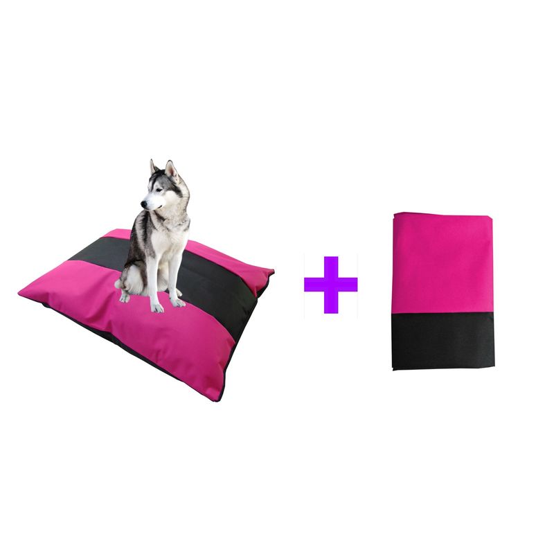 HALLY PET - Colchón Bicolor Lavable + Funda de Repuesto Rosado