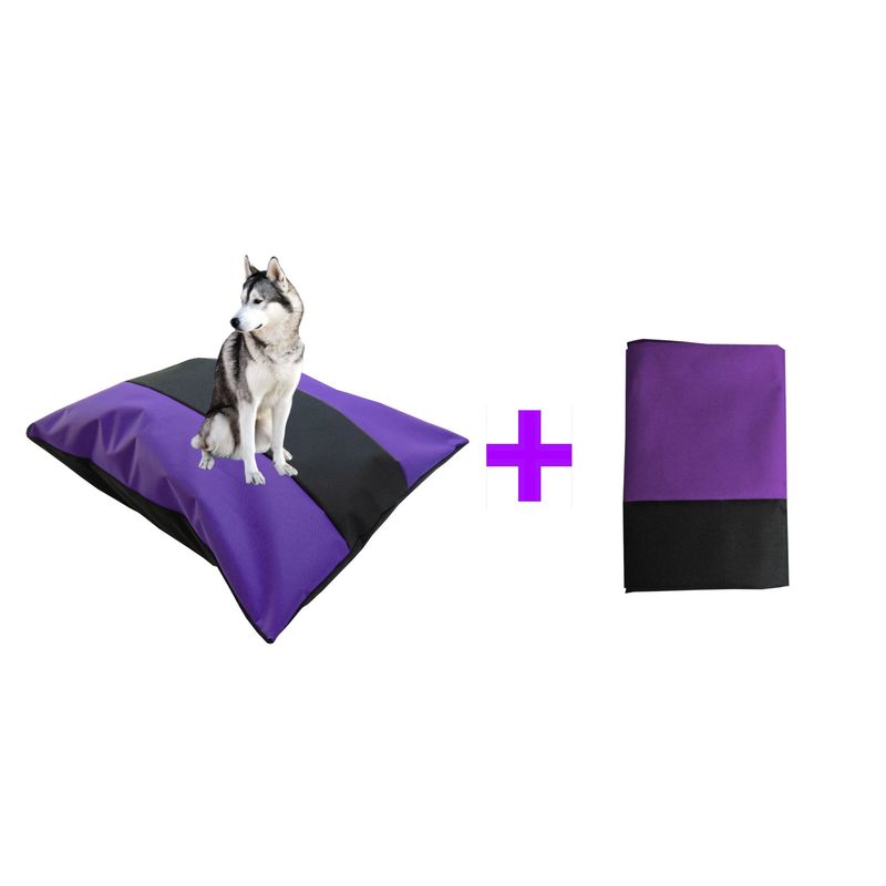 HALLY PET - Colchón Bicolor Lavable + Funda de Repuesto Morado