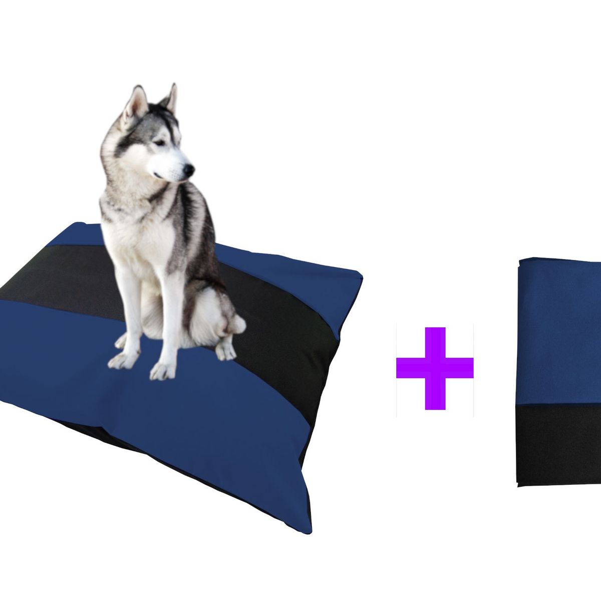 HALLY PET - Colchón Bicolor Lavable + Funda de Repuesto Azul Oscuro