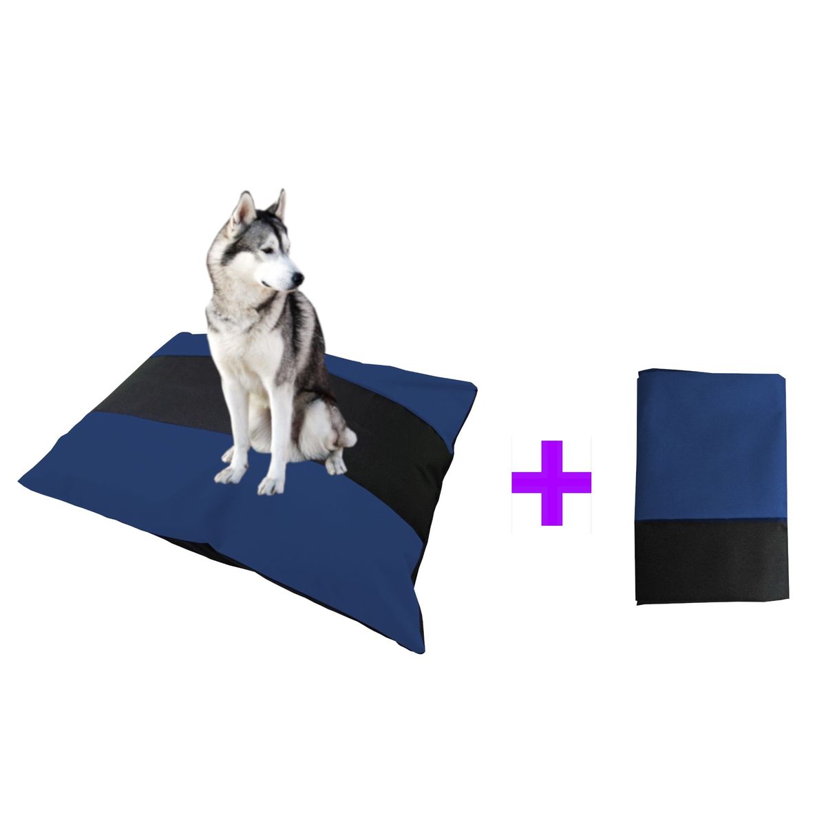 HALLY PET - Colchón Bicolor Lavable + Funda de Repuesto Azul Oscuro