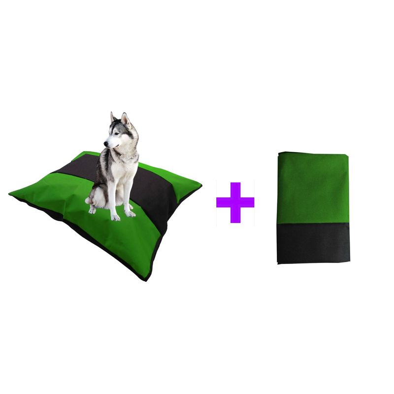 HALLY PET - Colchón Bicolor Lavable + Funda de Repuesto Verde