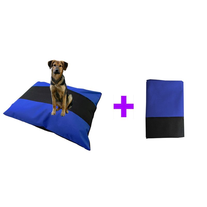 HALLY PET - Colchón Bicolor Lavable + Funda de Repuesto Azul Claro