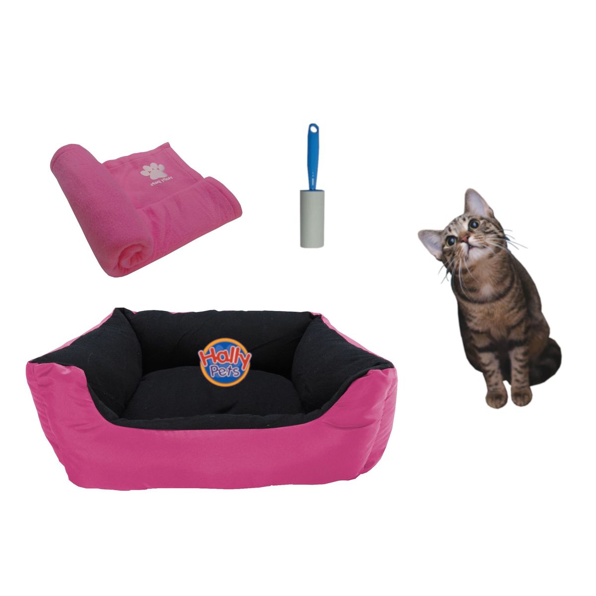 HALLY PET - Cama Mediana Impermeable y Cobija Mediana y Quitamotas
