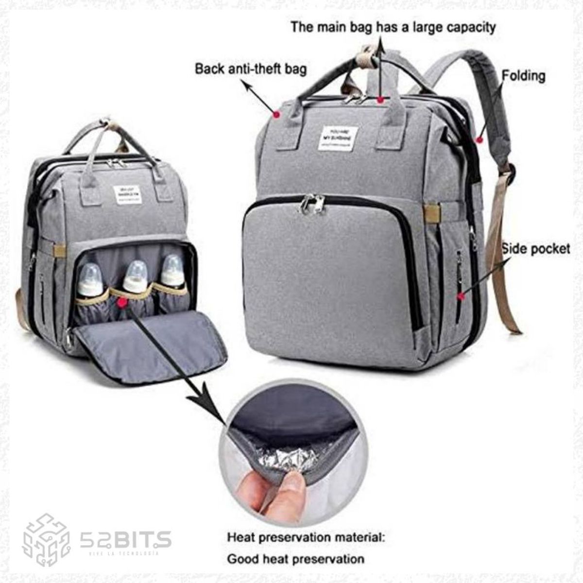 ONE PIXEL - Maleta Pañalera Tipo Cuna Cambiador Bebé Portátil ONE PIXEL