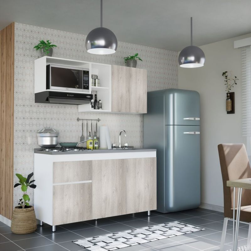 BERTOLINI - Cocina integral rosy150m sin mesón 5 puerta 1 cajón-ceniza