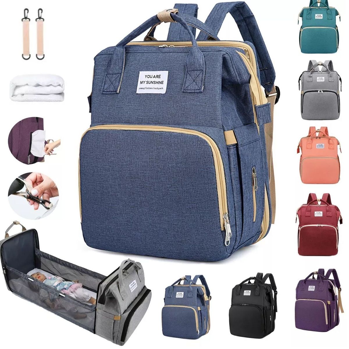 ONE PIXEL - Morral Pañalera Con Cambiador Azul ONE PIXEL