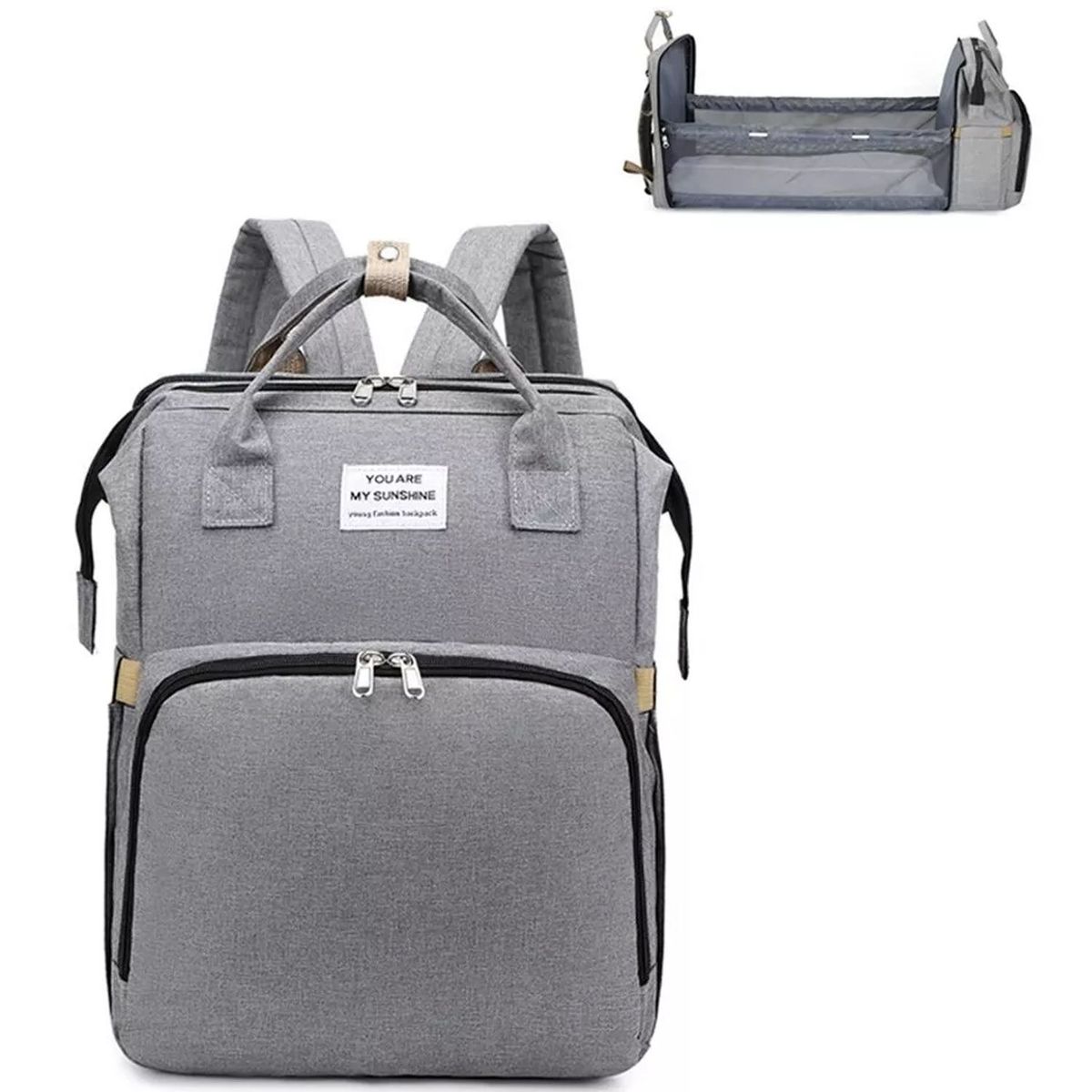 ONE PIXEL - Morral Pañalera Con Cambiador Gris ONE PIXEL