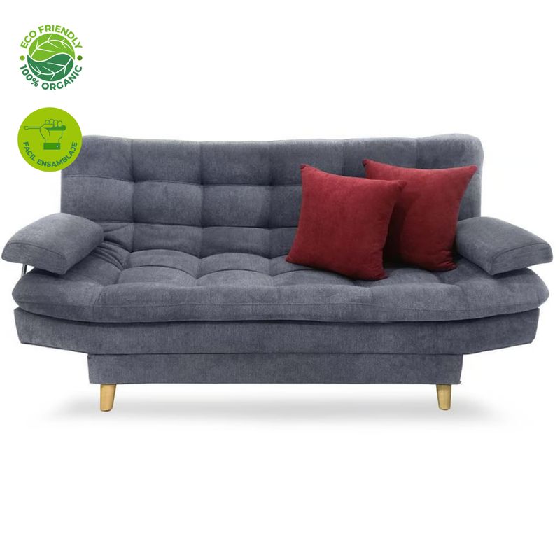 GENERICO - Sofá cama Reclinable 3 Posiciones Incluye Cojines Vinotinto