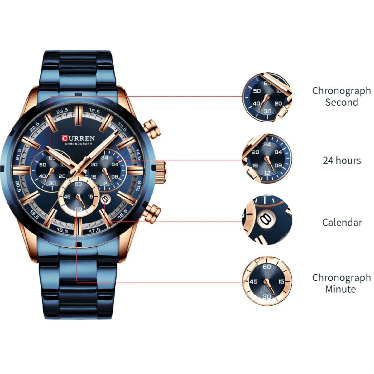 CURREN - Reloj Curren Original Cronógrafo Relojes Elegantes Para Hombre