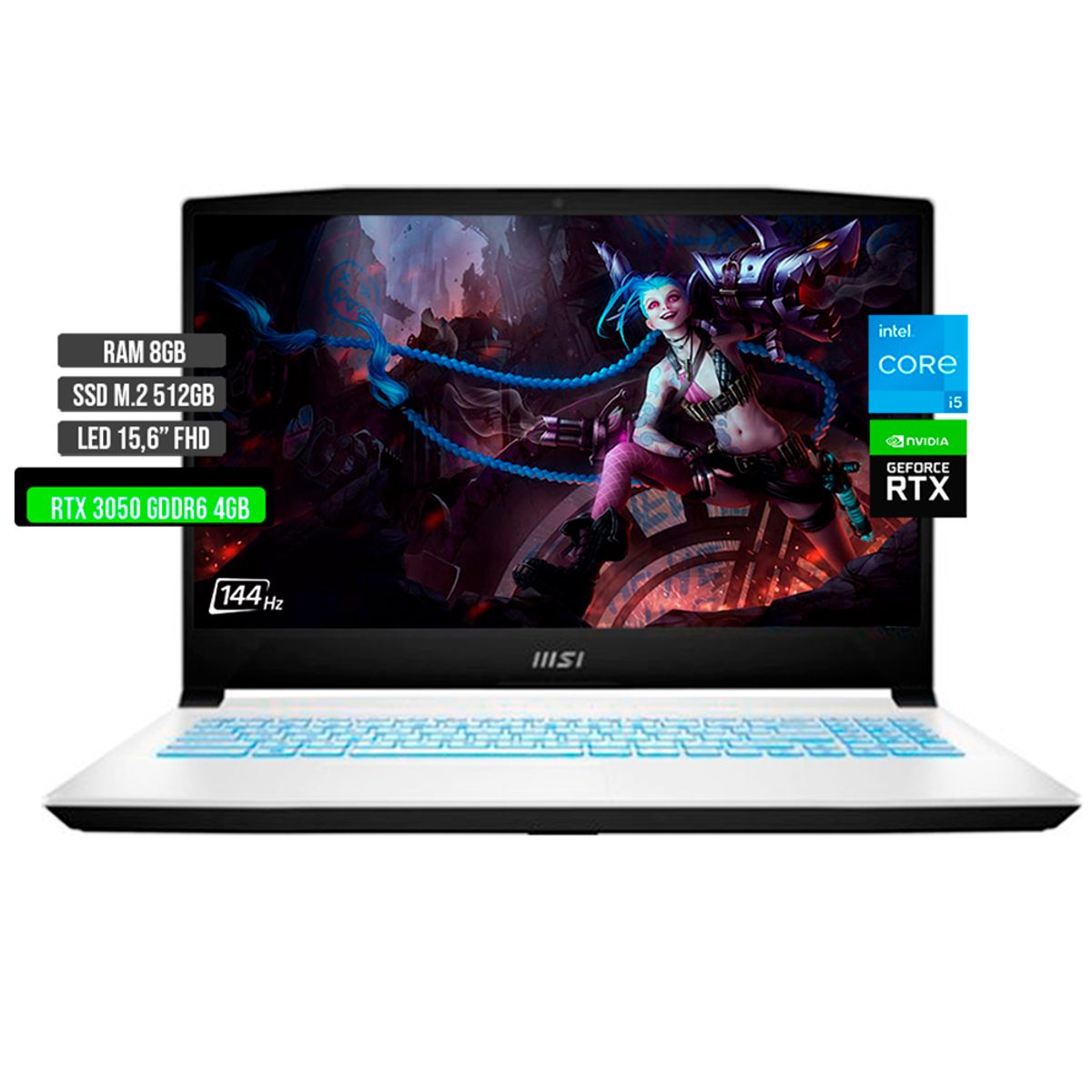 MSI - MSI SWORD INTEL CORE I5-12450H RTX 3050 4GB SSD 512GB RAM 8GB LED 15.6" FHD 144Hz