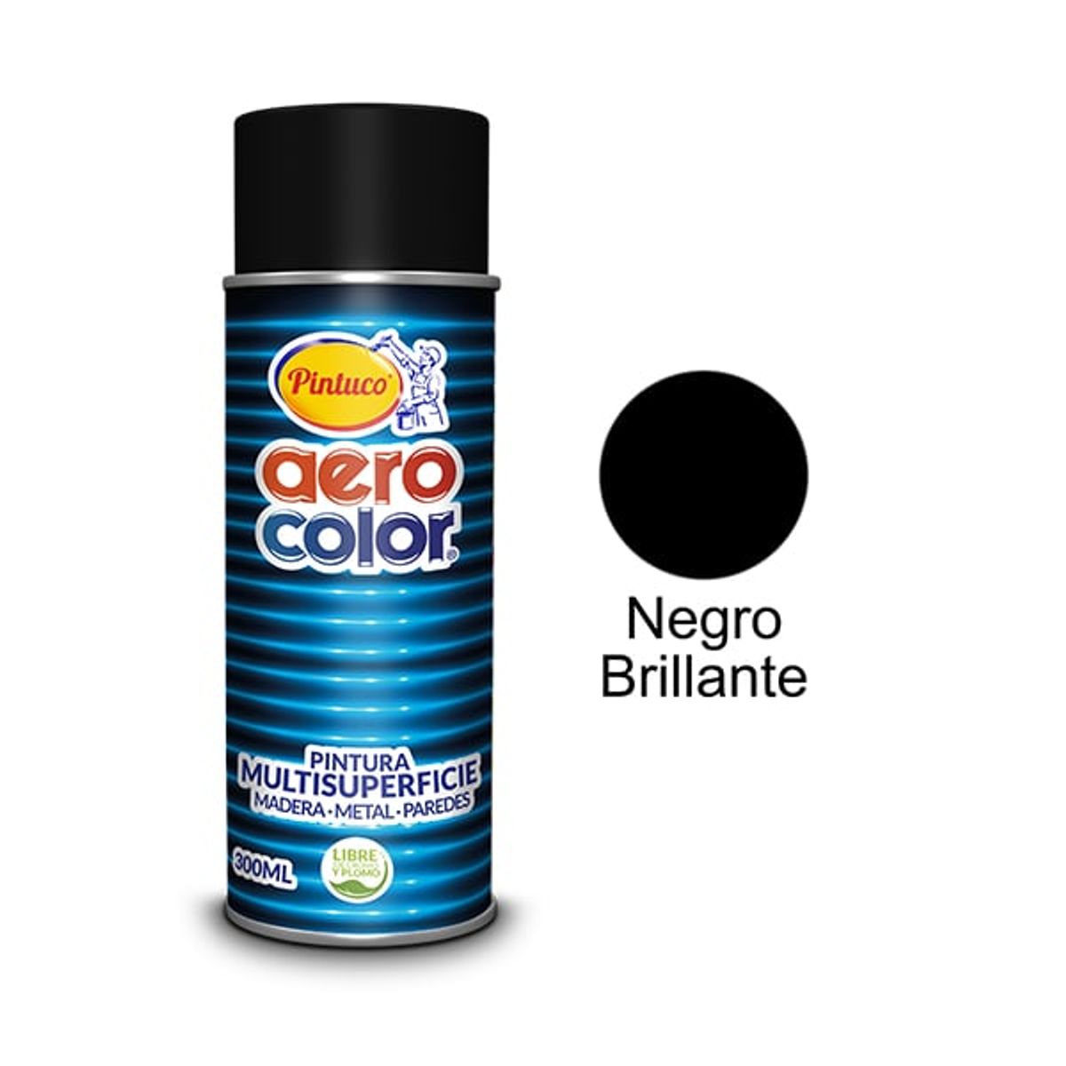 PINTUCO - PINTURA AEROSOL NEGRO BRILLANTE 300ML AEROCOLOR