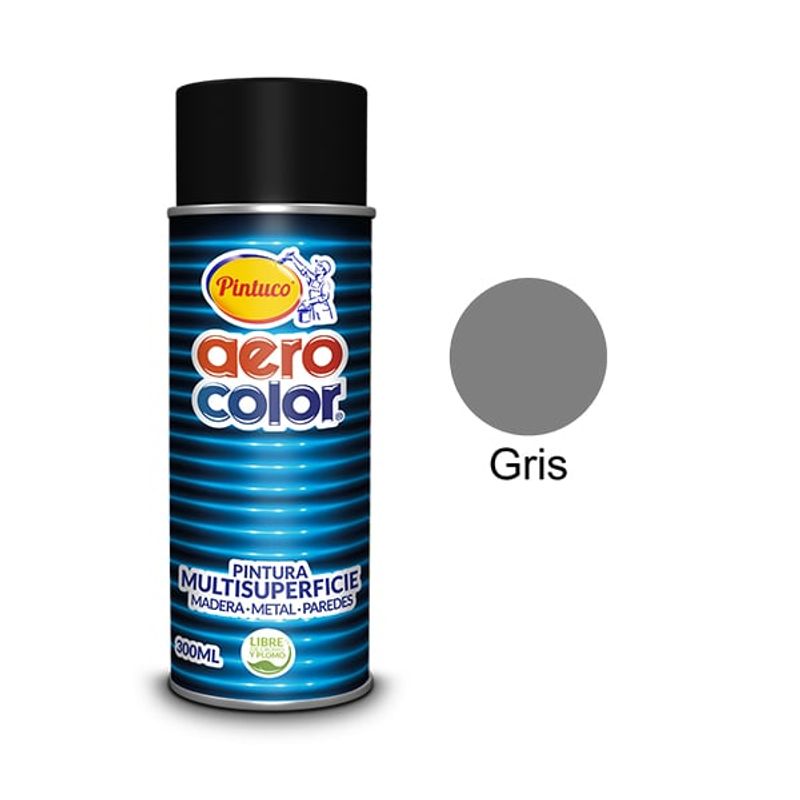 PINTUCO - PINTURA AEROSOL GRIS BRILLANTE 300ML AEROCOLOR