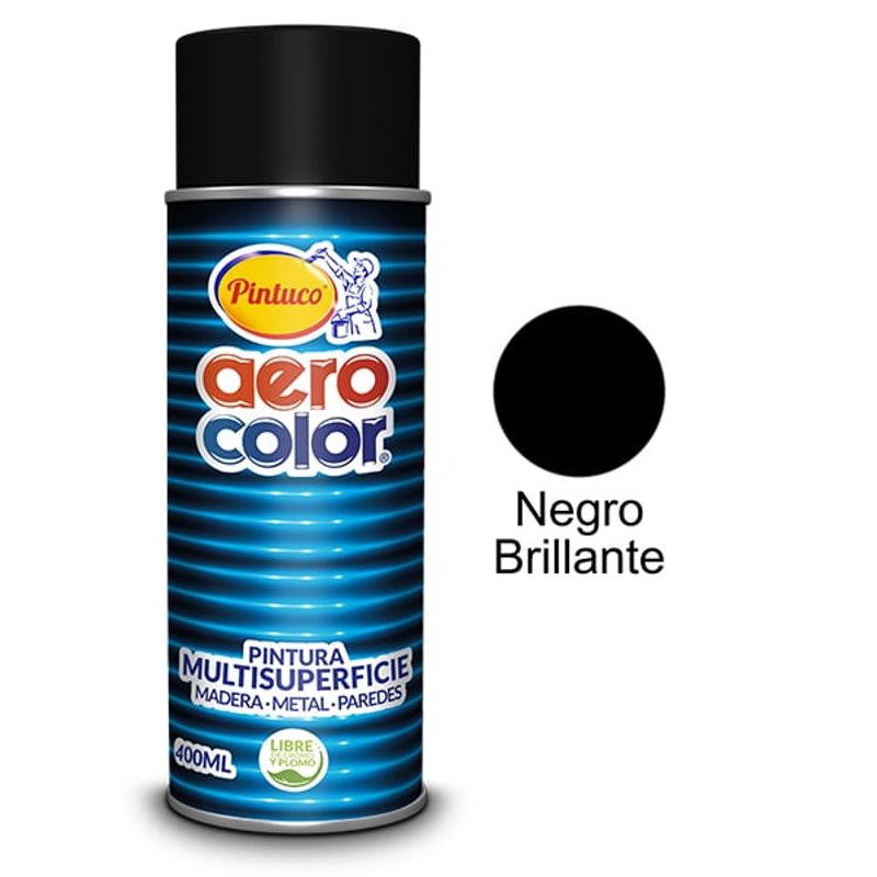 PINTUCO - PINTURA AEROSOL NEGRO BRILLANTE 400ML AEROCOLOR
