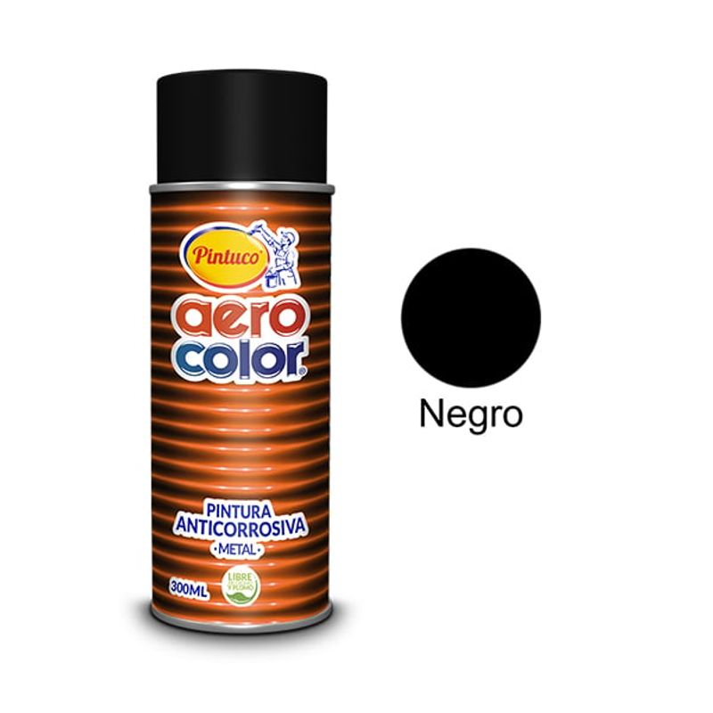 PINTUCO - PINTURA AEROSOL ANTICORROSIVA NEGRA 300ML AEROCOLOR