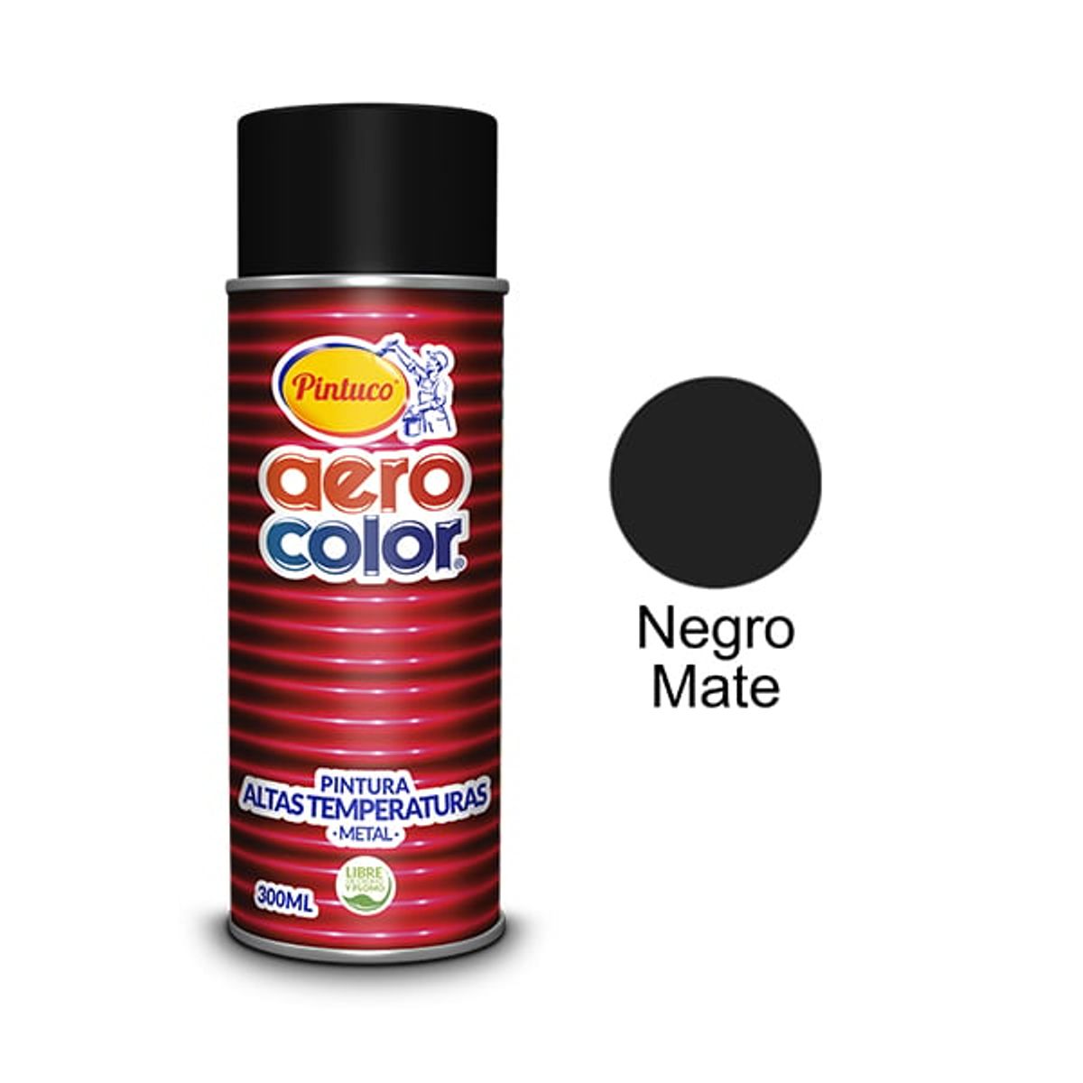PINTUCO - PINTURA AEROSOL ALTATEMPERATURA NEGRO MATE 300ML AEROCOLOR