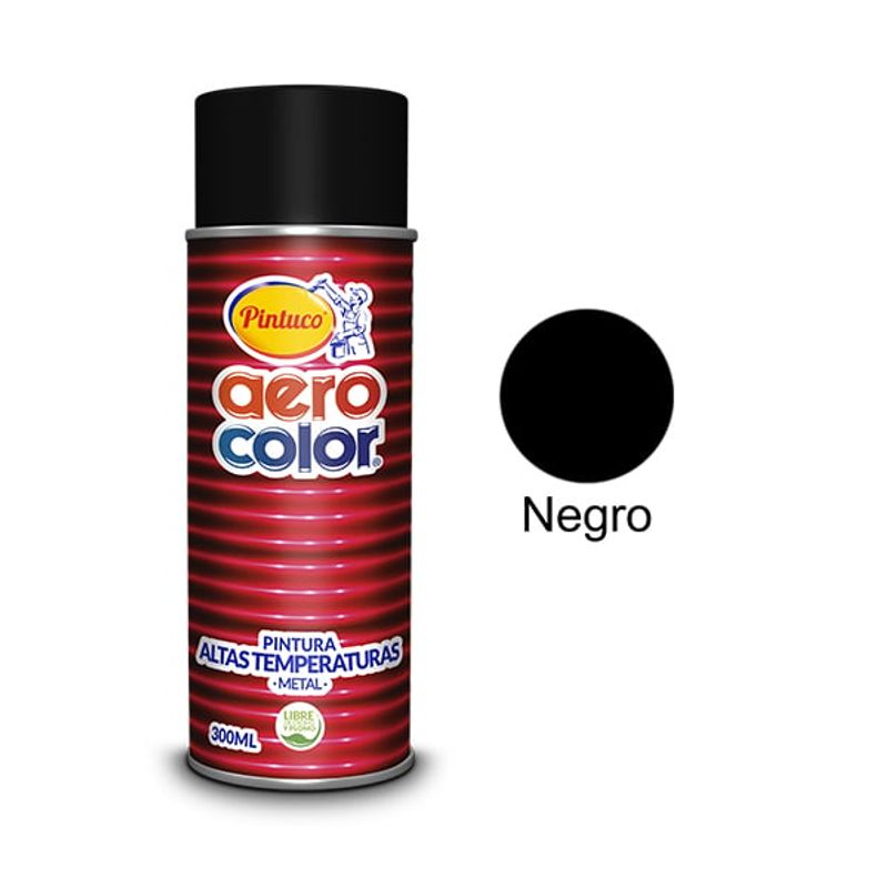 PINTUCO - PINTURA AEROSOL ALTATEMPERATURA NEGRO BRILLANTE 300ML AEROCOLOR