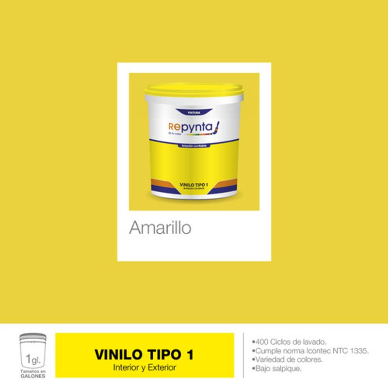 REPYNTA - VINILO TIPO 1 BASE AGUA AMARILLO GALON REPYNTA