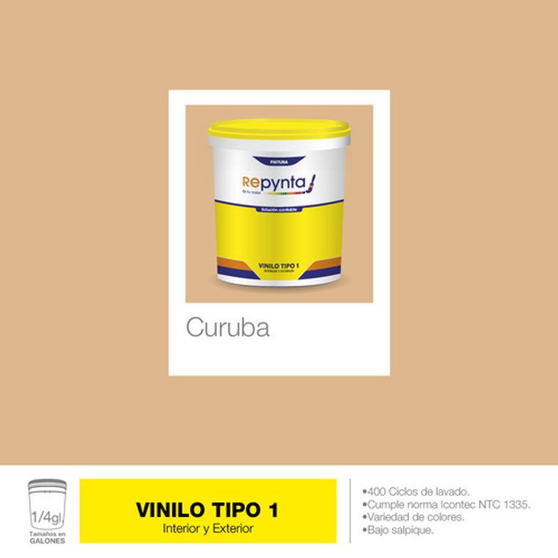 REPYNTA - VINILO TIPO 1 BASE AGUA CURUBA CUARTO GALON REPYNTA