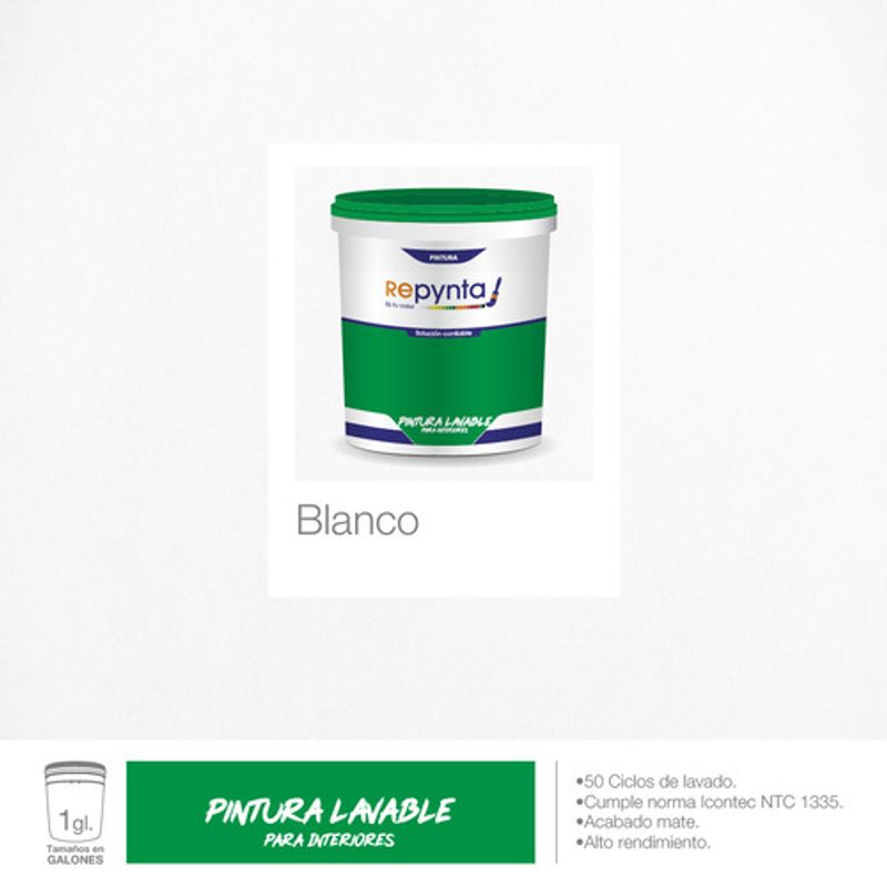 REPYNTA - VINILO TIPO 2 LAVABLE BLANCO GALON REPYNTA