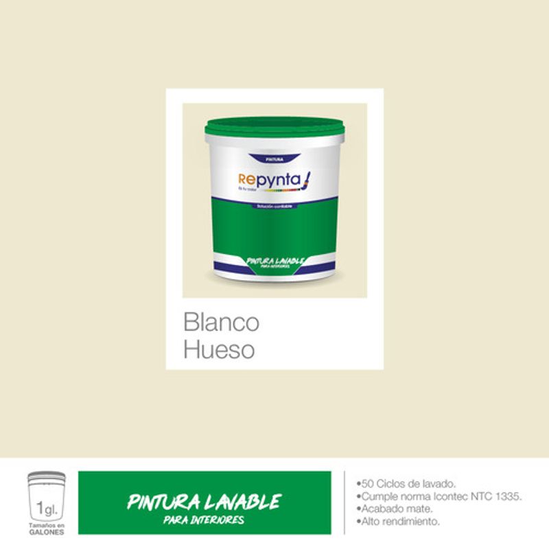 REPYNTA - VINILO TIPO 2 LAVABLE BLANCO HUESO GALON REPYNTA