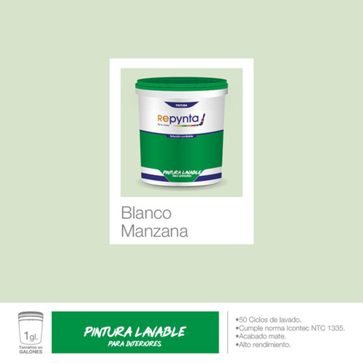 REPYNTA - VINILO TIPO 2 LAVABLE BLANCO MANZANA GALON REPYNTA