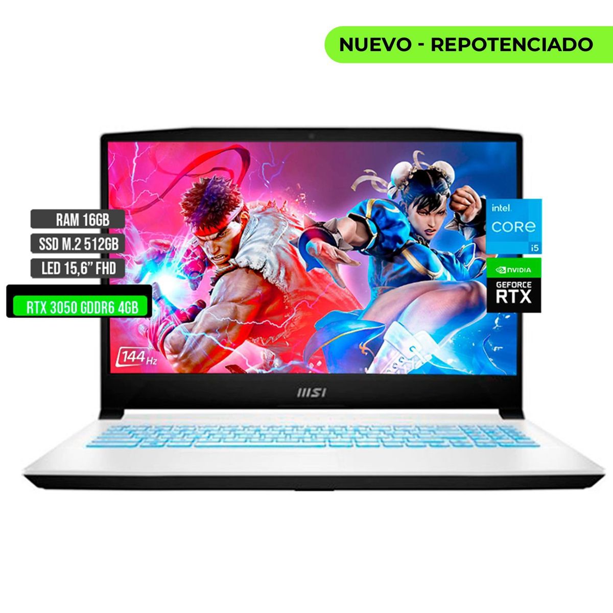 MSI - MSI SWORD INTEL CORE I5-12450H RTX 3050 4GB SSD 512GB RAM 16GB LED 15.6" FHD 144Hz