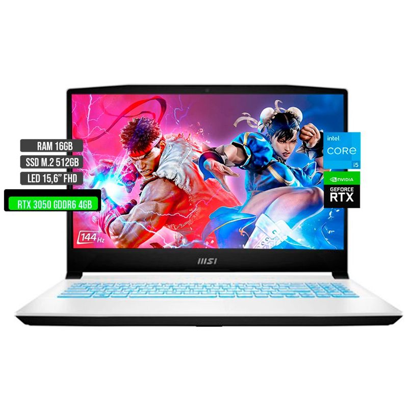 MSI - MSI SWORD INTEL CORE I5-12450H RTX 3050 4GB SSD 512GB RAM 16GB LED 15.6" FHD 144Hz