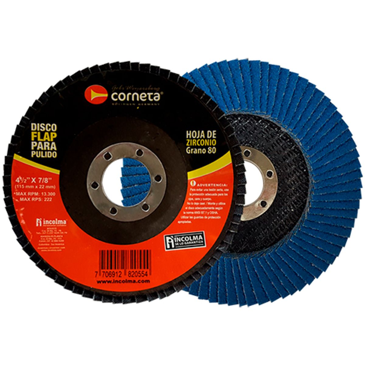 INCOLMA - DISCO FLAP CORNETA 4-1/2 GRANO 80 INCOLMA