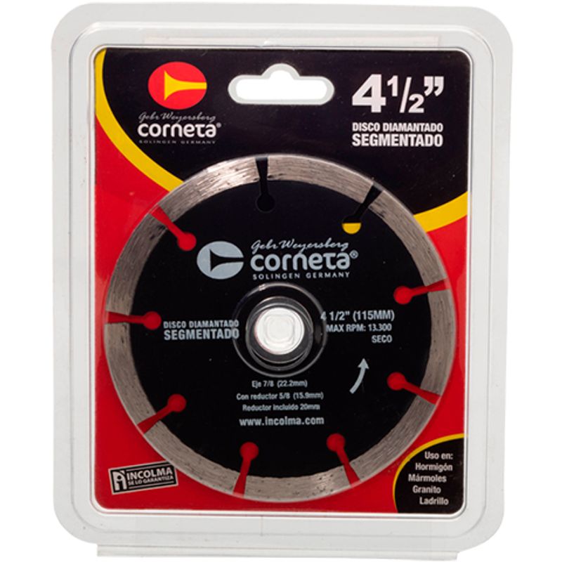 INCOLMA - DISCO DIAMANTADO SEGMENTADO 4.5'' CORNETA INCOLMA