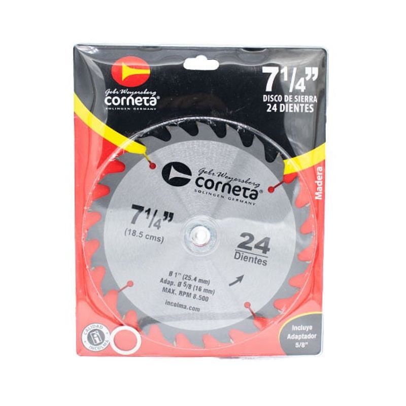INCOLMA - DISCO SIERRA 24 DIENTES 7-1/4'' CORNETA INCOLMA
