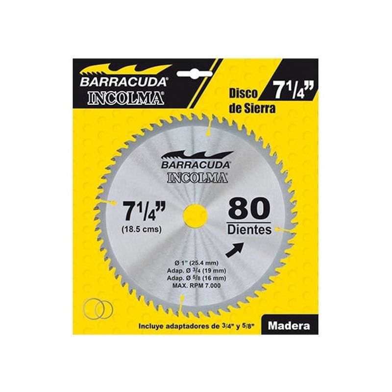 INCOLMA - DISCO SIERRA 7-1/4'' 80 DIENTES BARRACUDA INCOLMA