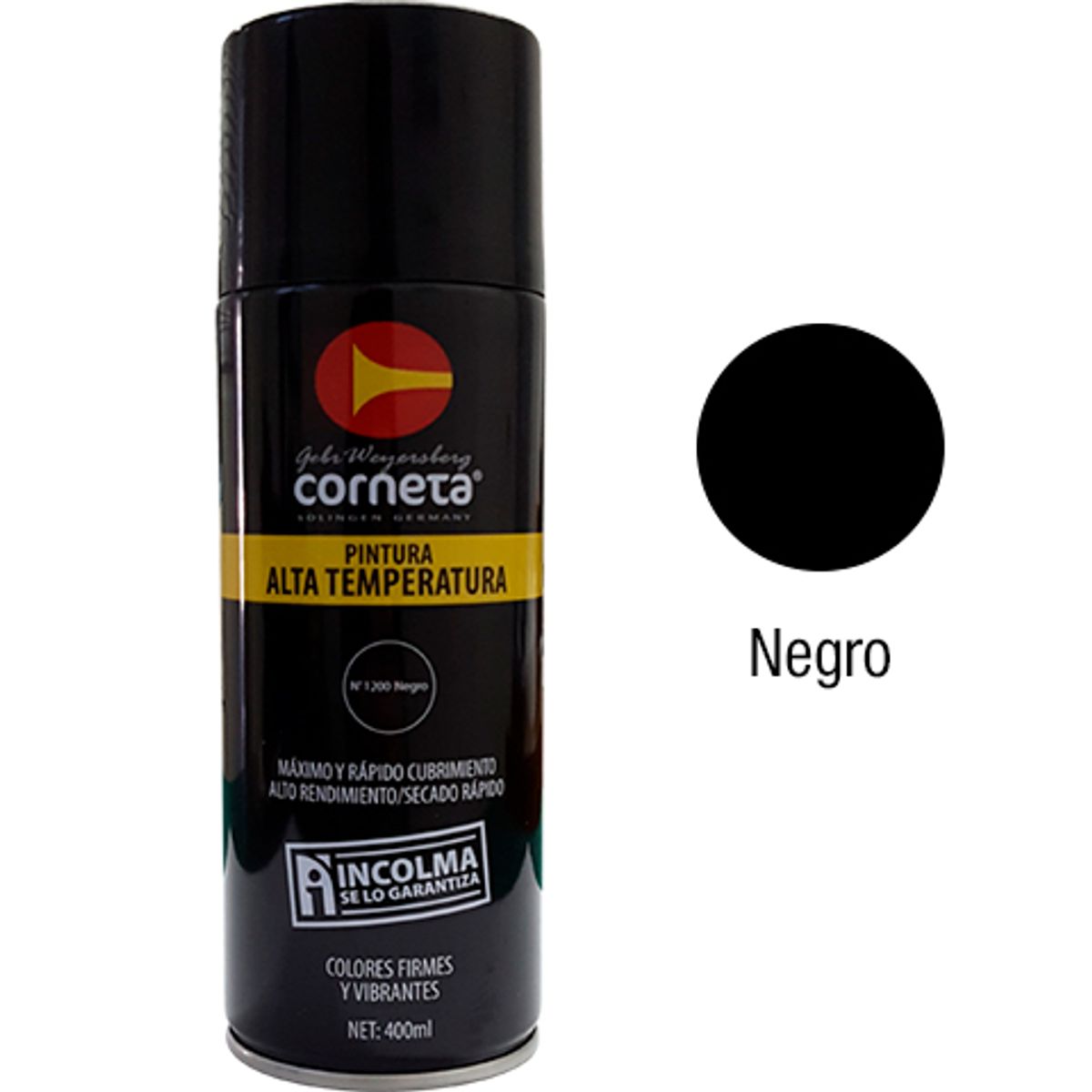 INCOLMA - PINTURA CORNETA N1200 ALTA TEMPERATURA NEGRO