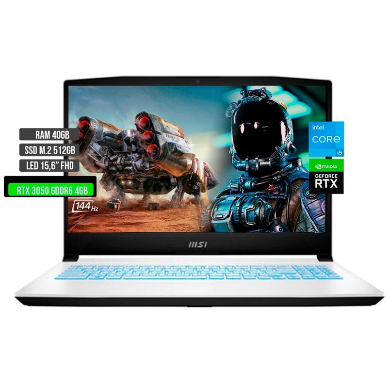 MSI - MSI SWORD INTEL CORE I5-12450H RTX 3050 4GB SSD 512GB RAM 40GB LED 15.6" FHD 144Hz