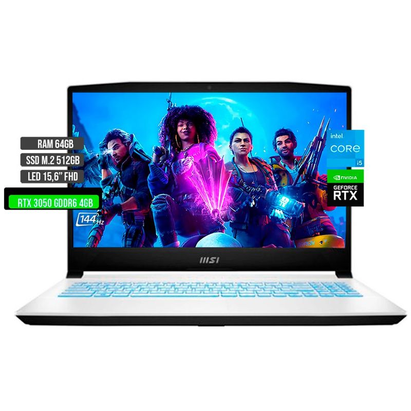 MSI - MSI SWORD INTEL CORE I5-12450H RTX 3050 4GB SSD 512GB RAM 64GB LED 15.6" FHD 144Hz