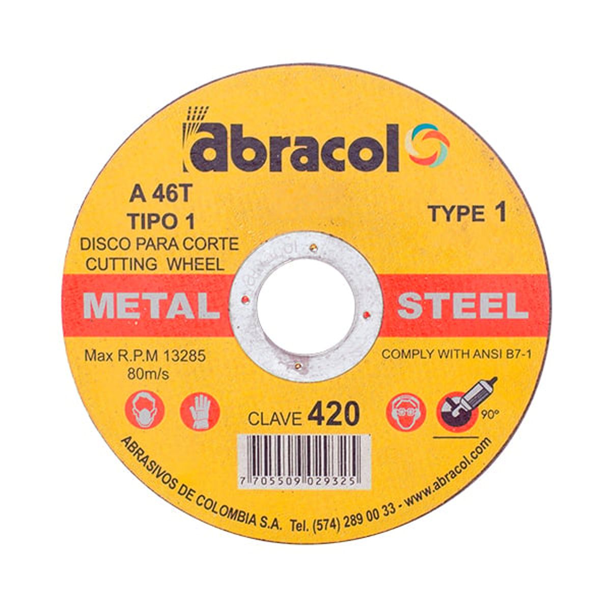 ABRACOL - DISCO 4x1/2x1/16x7/8 CORTE METAL 422 TP1 ABRACOL