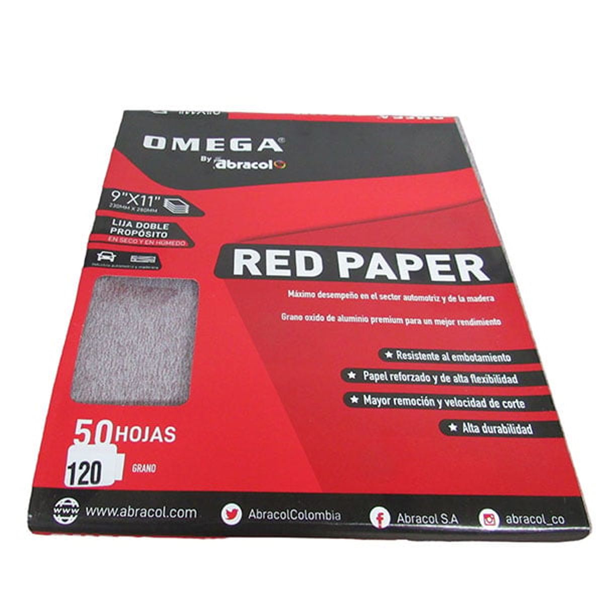 ABRACOL - LIJA ROJA OMEGA N100 (50 UNIDADES)