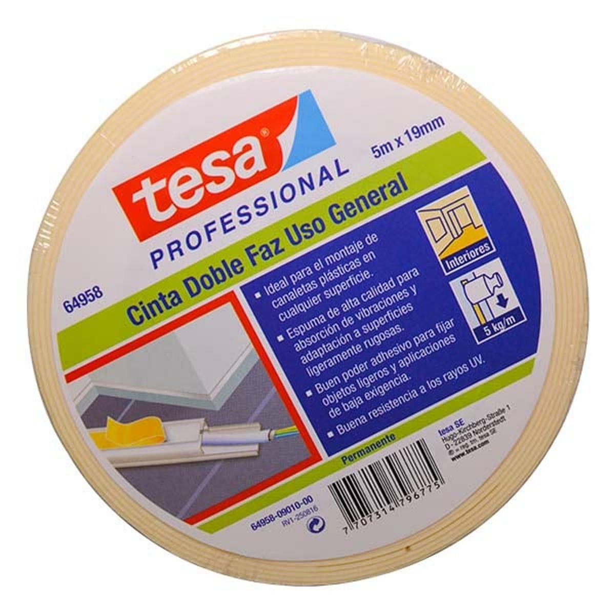 TESA - CINTA DOBLE FAZ INTERIOR 3/4 5 METRO TESA