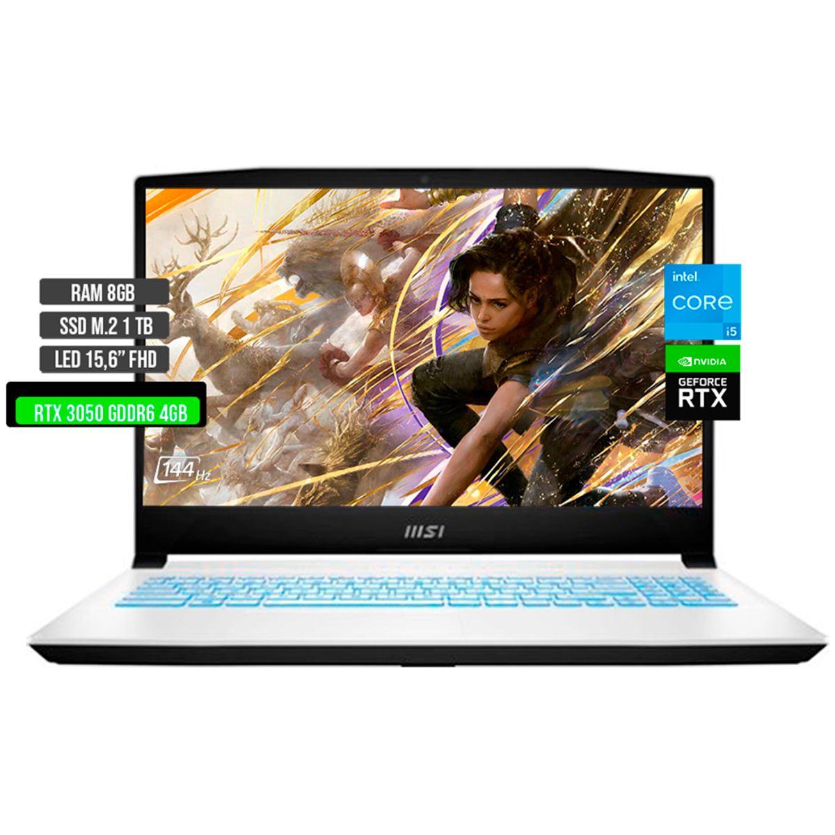 MSI - MSI SWORD INTEL CORE I5-12450H RTX 3050 4GB SSD 1TB RAM 8GB LED 15.6" FHD 144Hz
