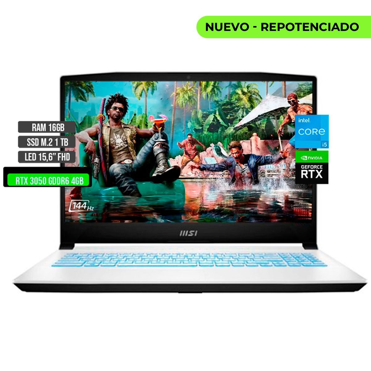 MSI - MSI SWORD INTEL CORE I5-12450H RTX 3050 4GB SSD 1TB RAM 16GB LED 15.6" FHD 144Hz