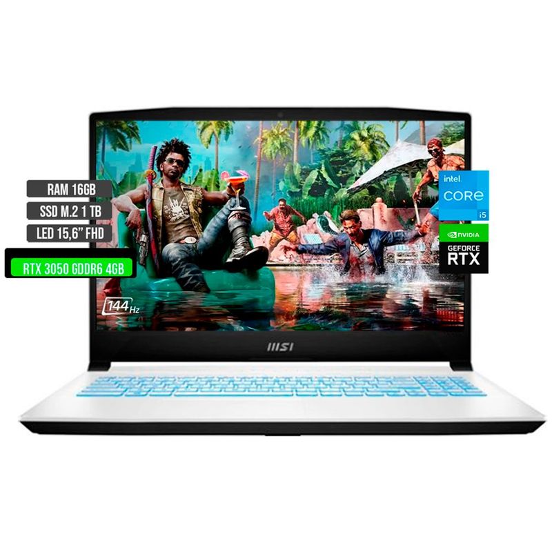 MSI - MSI SWORD INTEL CORE I5-12450H RTX 3050 4GB SSD 1TB RAM 16GB LED 15.6" FHD 144Hz