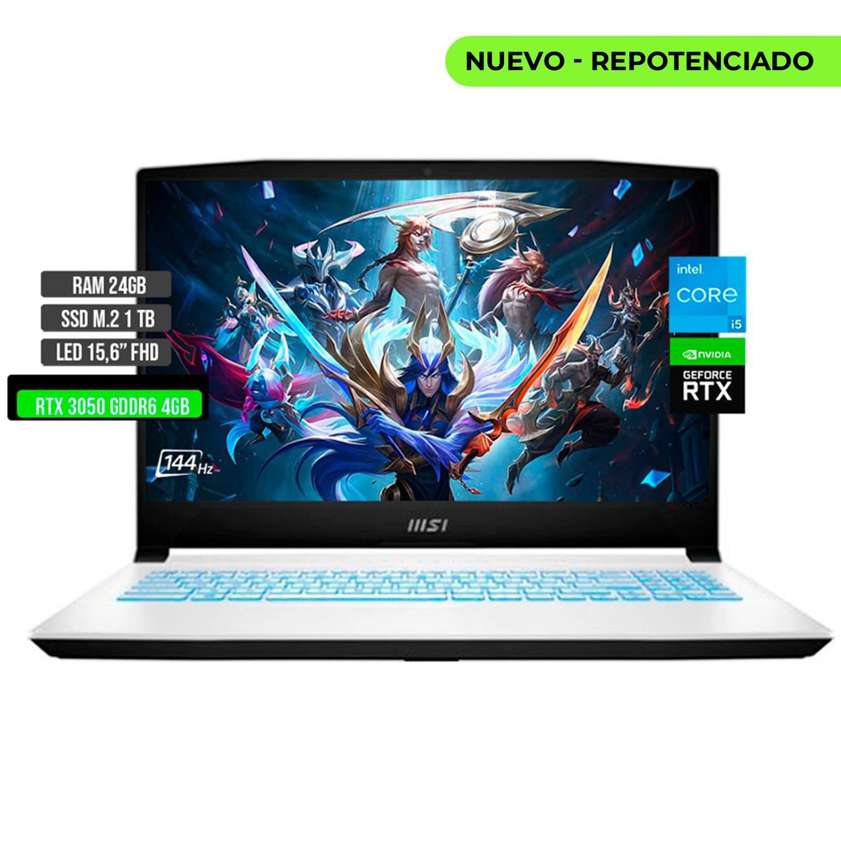 MSI - MSI SWORD INTEL CORE I5-12450H RTX 3050 4GB SSD 1TB RAM 24GB LED 15.6" FHD 144Hz